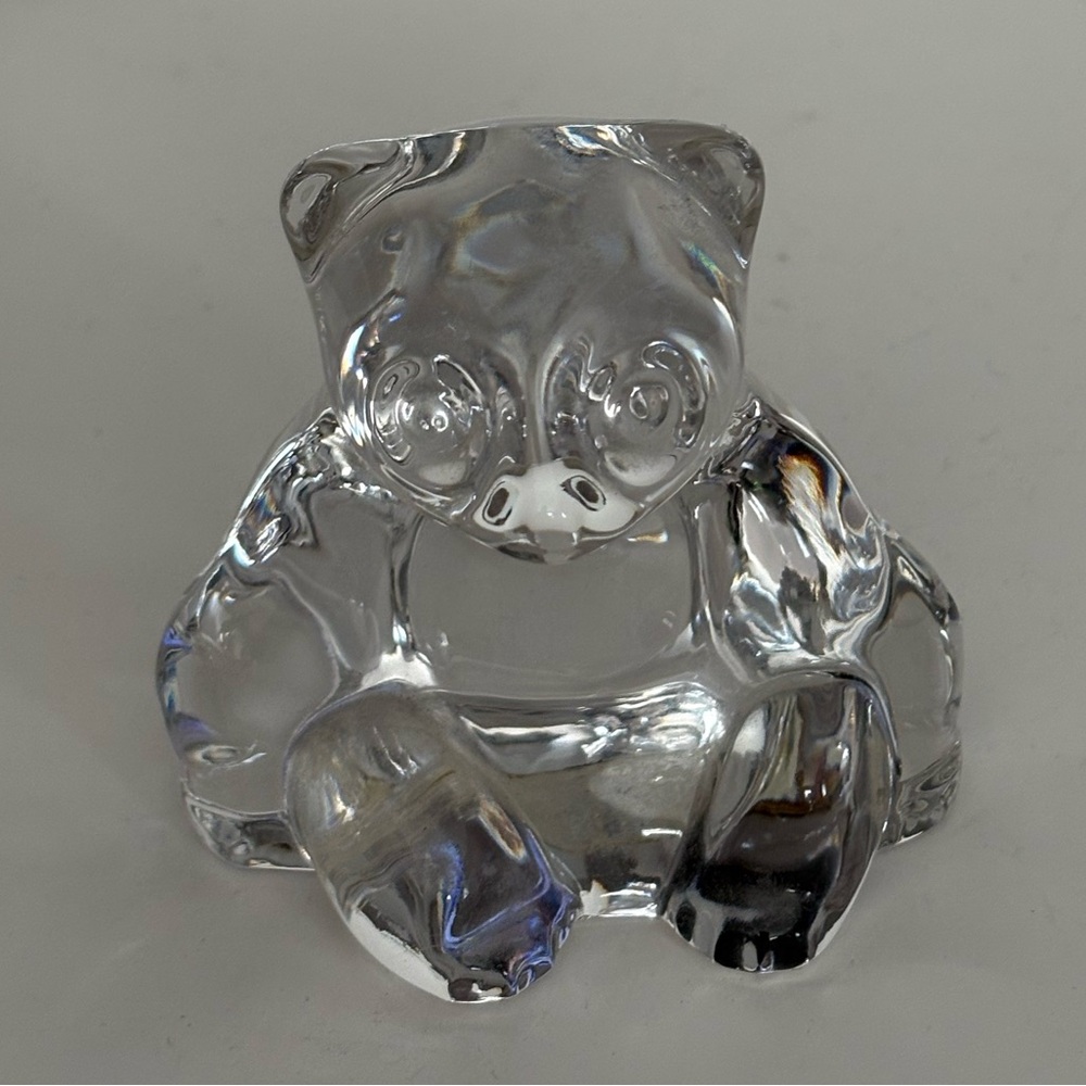 VTG Villeroy & Boch Crystal  Panda Bear Figure  Paper Weight Original Sticker 3”
